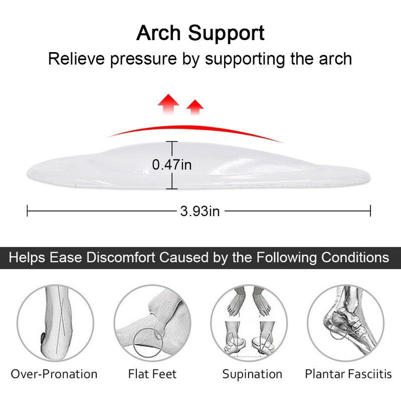 Dr.Foot Dr. Foot's Arch Support Shoe Insoles for Flat Feet, Gel Arch Inserts for Plantar Fasciitis, Adhesive Arch Pad for Relieve Pressure and Feet Pain- 3 Pairs (Clear, 3 Count (Pack of 1)) - Image 3